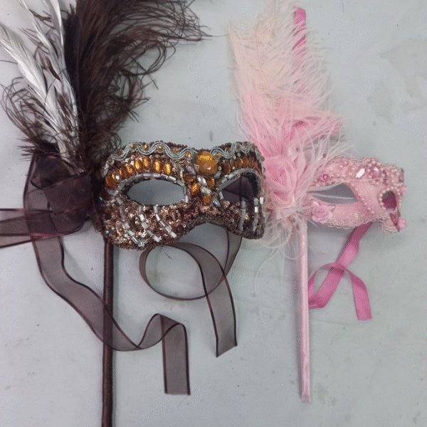 Máscaras com haste luxo festa - Imagem 3